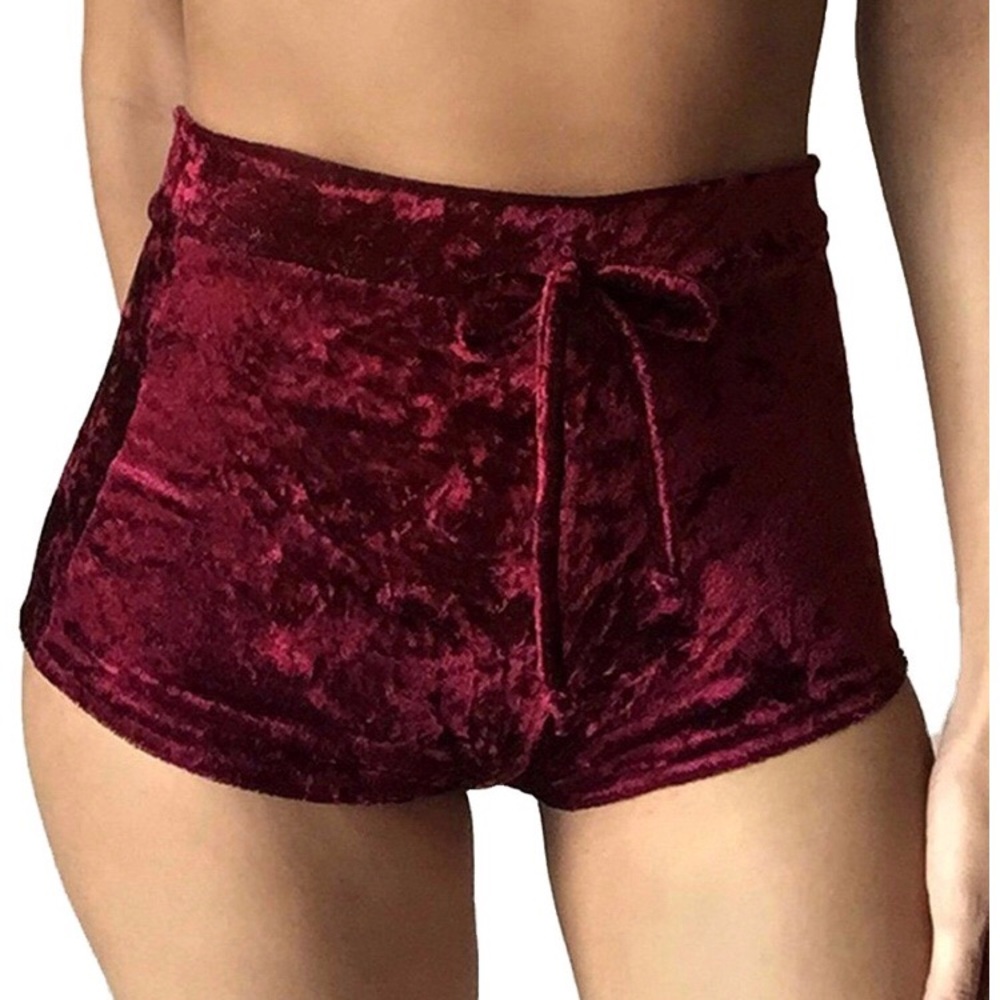 High Waist Velvet Shorts